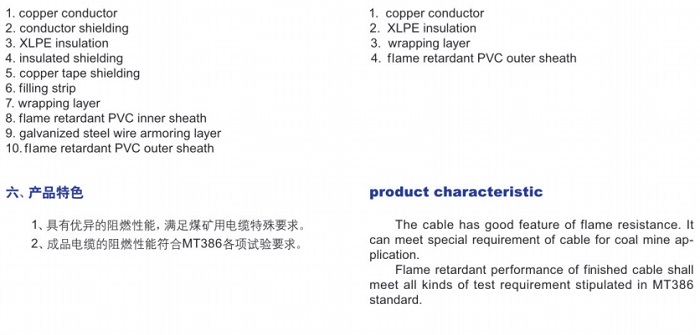 煤礦用電力電纜及交聯(lián)阻燃電力電纜